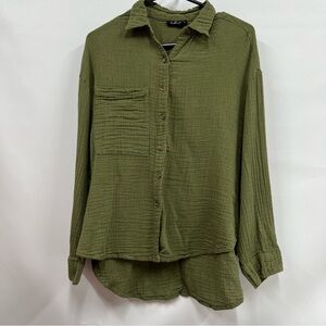 Urban Outfitters Out From Under small Olive Green Button Down Long Sleeve Top